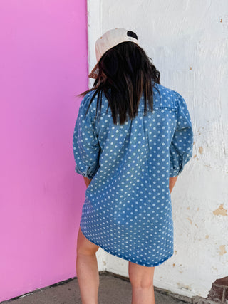 Denim Dot Mini Dress