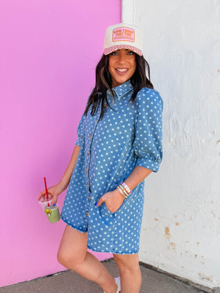 Denim Dot Mini Dress