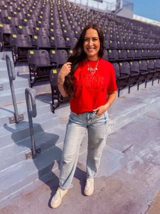 Huskers 3D Metallic Puff Tee
