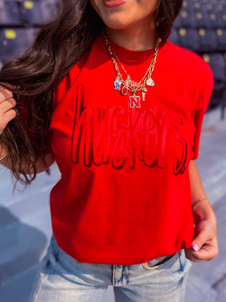 Huskers 3D Metallic Puff Tee