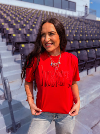Huskers 3D Metallic Puff Tee