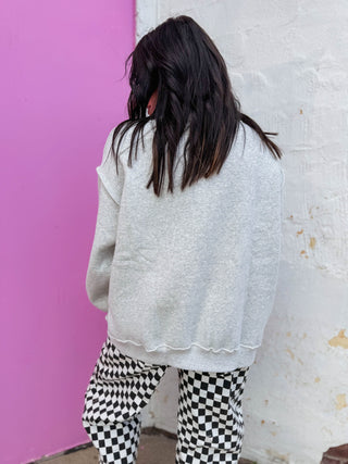 Nebraska Stripe Embroidery Mock Neck