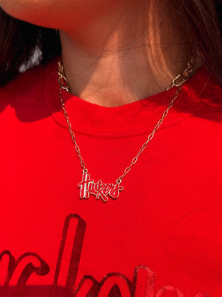Nebraska Huskers Pave Outline Necklace