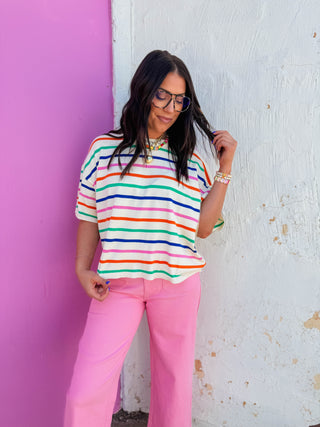 Color Current Striped Knit Top