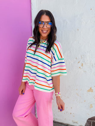 Color Current Striped Knit Top