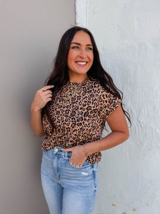 Jenna Leopard Top-Caramel