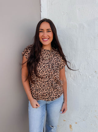 Jenna Leopard Top-Caramel