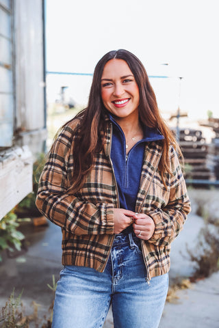 Logan Plaid Jacket-Olive