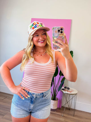 Cool Girl Striped Tank-Pearl Blush