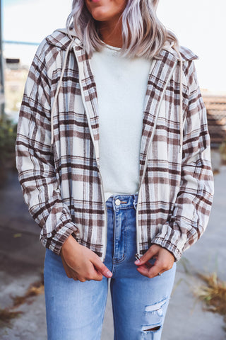 Logan Plaid Jacket-Sepia