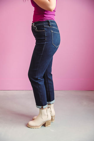 Hadley High Rise Cuffed Straight Denim