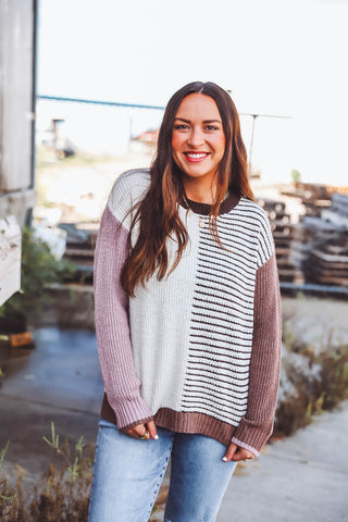 Valerie Sweater-Ivory/Mauve