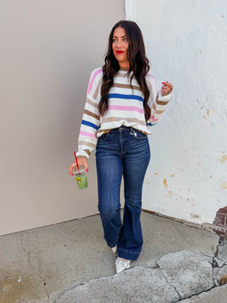 Maisie Striped Sweater-Blue Combo