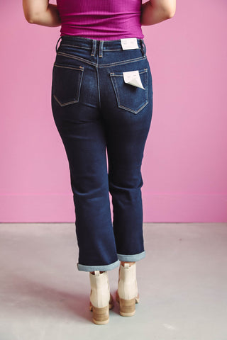 Hadley High Rise Cuffed Straight Denim