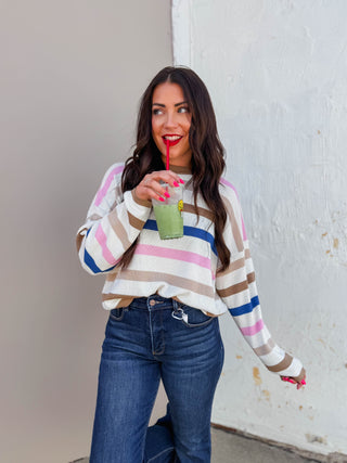 Maisie Striped Sweater-Blue Combo