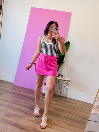 Cool Girl Striped Tank-White