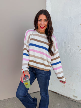 Maisie Striped Sweater-Blue Combo