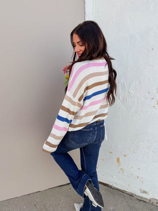 Maisie Striped Sweater-Blue Combo
