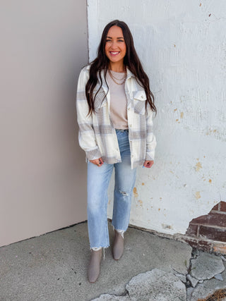 Santa Fe Jacket-Ivory Brown Plaid-Thread & Supply