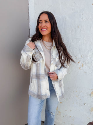 Santa Fe Jacket-Ivory Brown Plaid-Thread & Supply