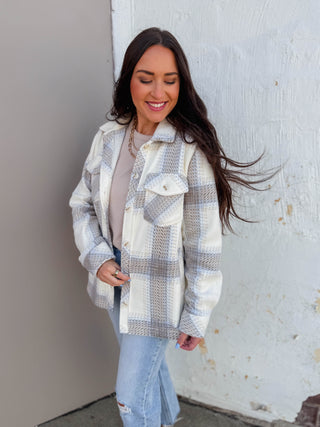 Santa Fe Jacket-Ivory Brown Plaid-Thread & Supply