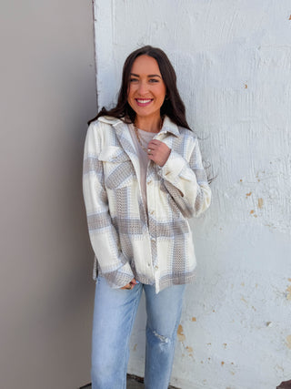 Santa Fe Jacket-Ivory Brown Plaid-Thread & Supply