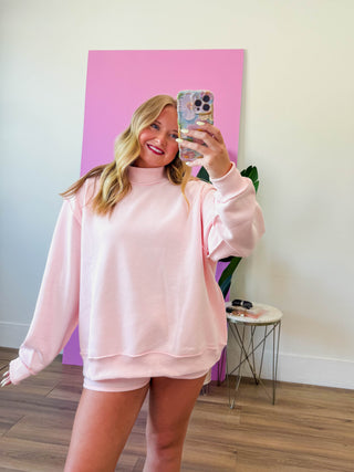Winnie Mock Neck Sweatshirt-Ballet Pink