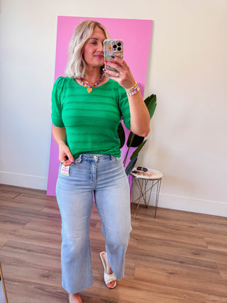 Lindy Knit Top-Kelly Green