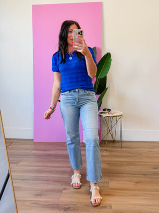 Lindy Knit Top-Royal Blue
