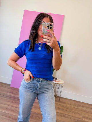 Lindy Knit Top-Royal Blue