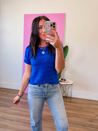 Lindy Knit Top-Royal Blue