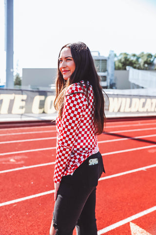 Checkered Mesh Top-Red/White