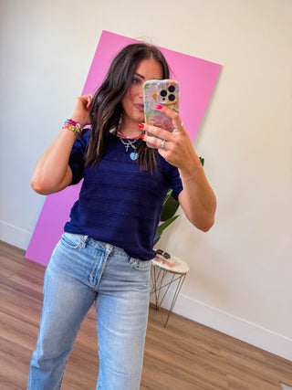Lindy Knit Top-Navy