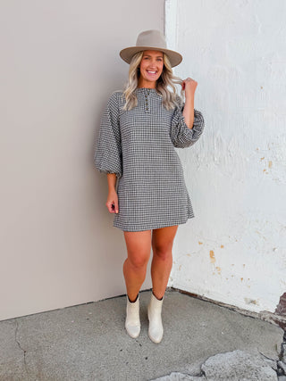 Cleo Houndstooth Knit Mini Dress