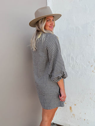 Cleo Houndstooth Knit Mini Dress