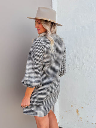 Cleo Houndstooth Knit Mini Dress