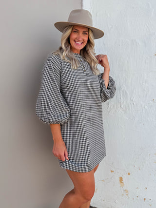 Cleo Houndstooth Knit Mini Dress