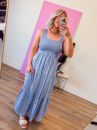 Sweet Summertime Maxi Dress-Blue/Peach