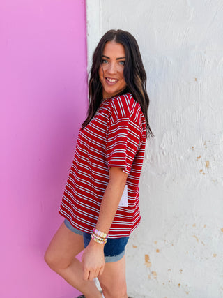 Axel Striped Tee-Red