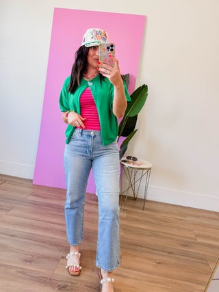 Chill Day Striped Tee-Fuchsia