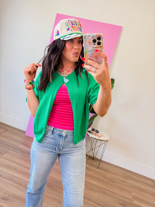 Chill Day Striped Tee-Fuchsia
