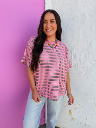 Axel Striped Tee-Pink