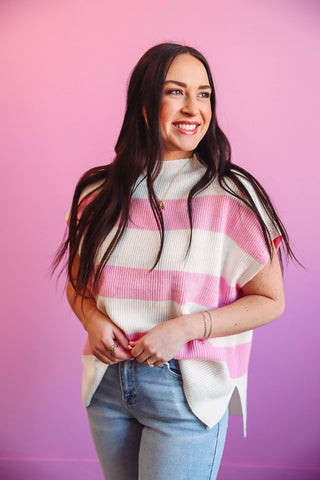 Kara Striped Sweater-Pink