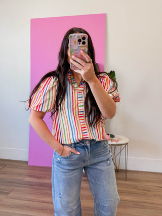 Pop Of Color Striped Top