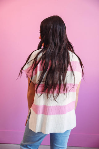 Kara Striped Sweater-Pink