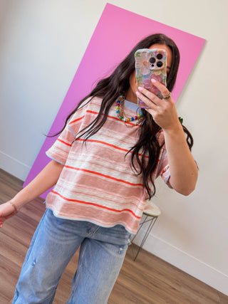 Coral Breeze Striped Tee
