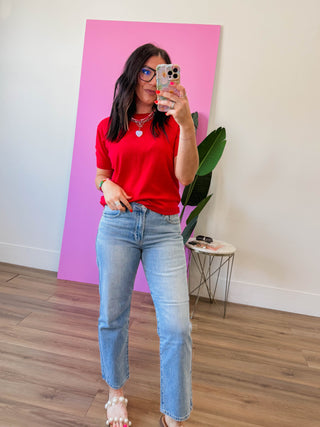 Carrie Knit Top-Red