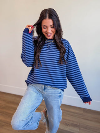 On The Line Pullover-Navy/Blue