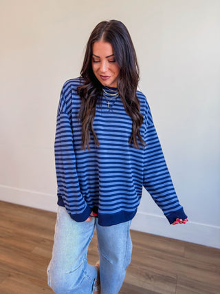 On The Line Pullover-Navy/Blue