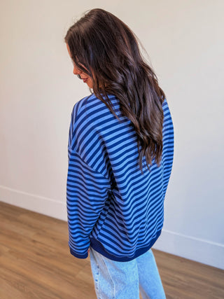 On The Line Pullover-Navy/Blue